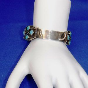 Turquoise Watch Band Cuff, Sterling Silver, 5"